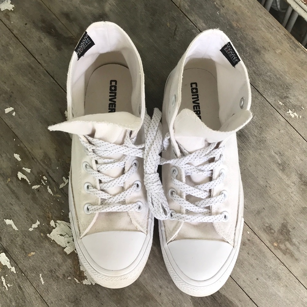 White Converse high tops